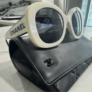CHANEL Cream Sunglasses